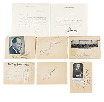 (MUSICIANS.) Group of 9 items Signed, or Signed and Inscribed,